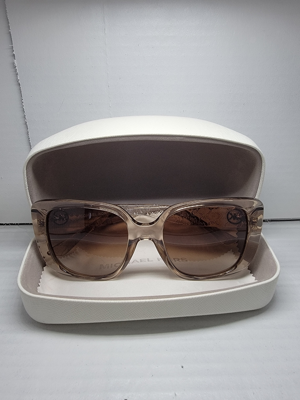 Michael Kors Champagne Beige Square Sunglasses with Brown Gradient Lenses